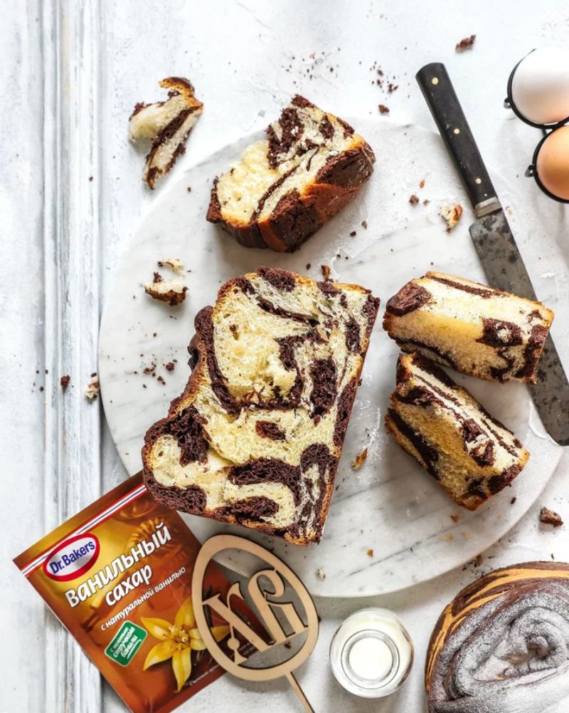 Фото рецепта мраморный кулич краффин