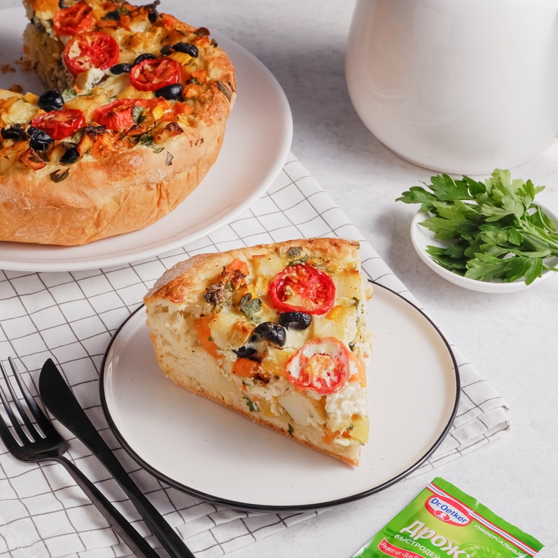 Фото рецепта открытый пирог с овощами