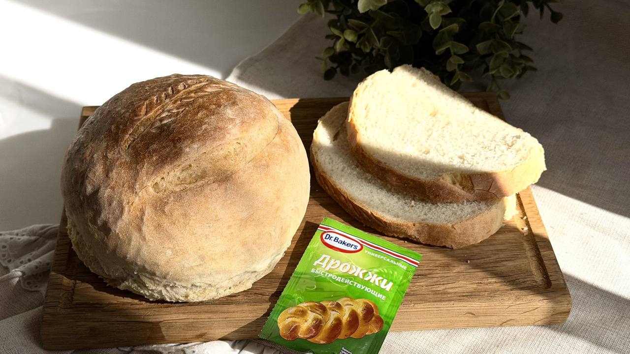 Фото рецепта домашний хлеб на дрожжах с хрустящей корочкой 