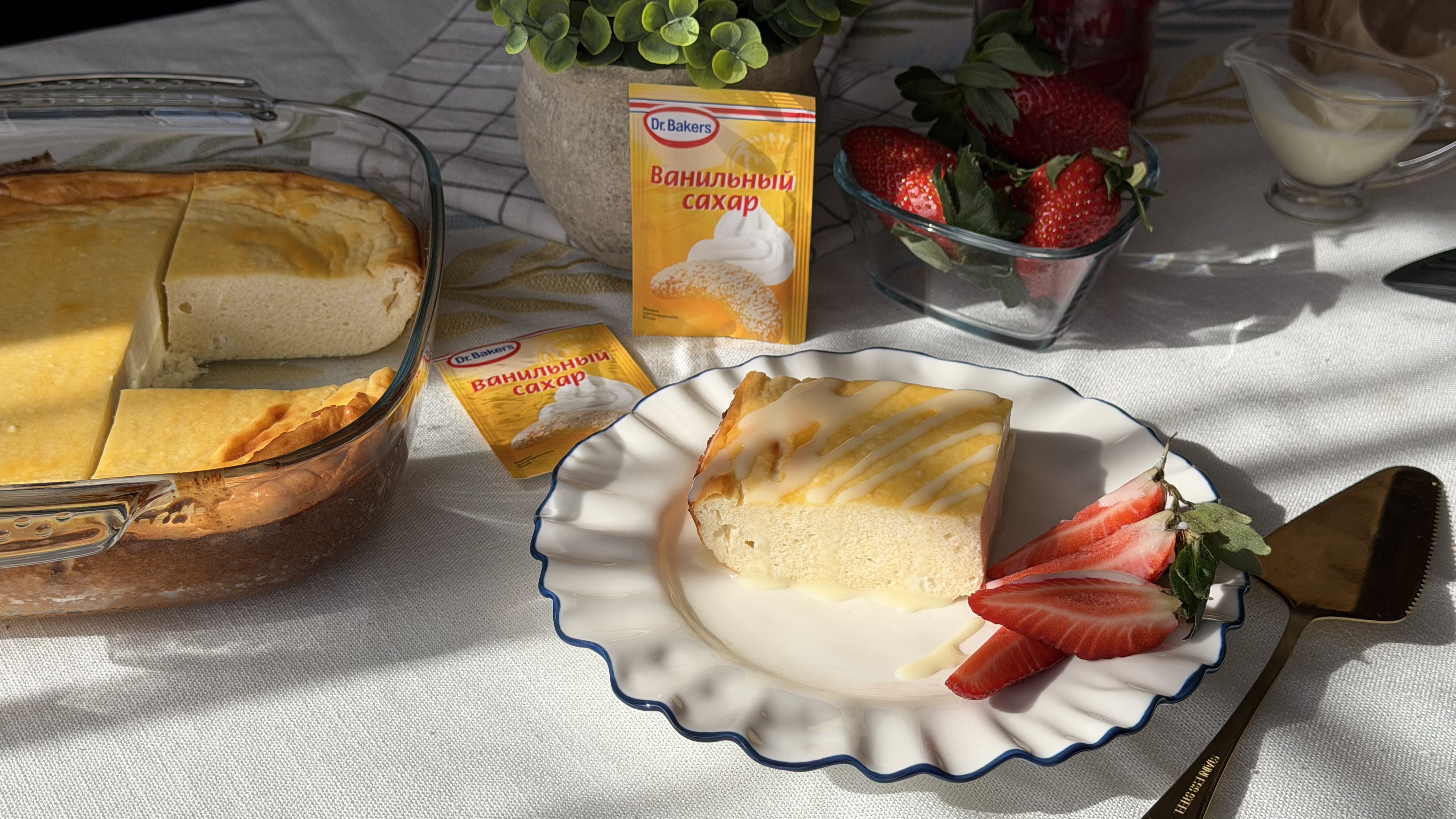 Фото рецепта нежная творожная запеканка с манкой