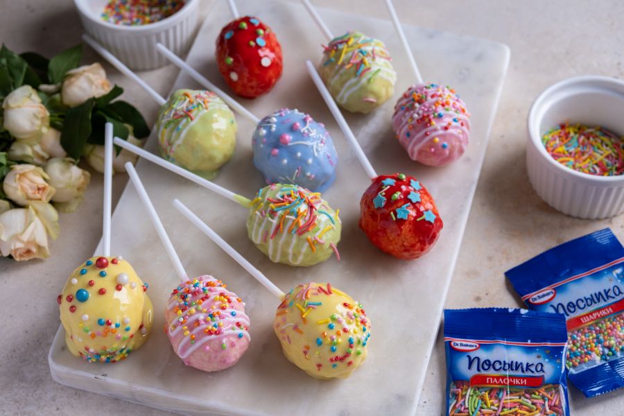 Фото рецепта кейк-попсы “пасхальные яйца”