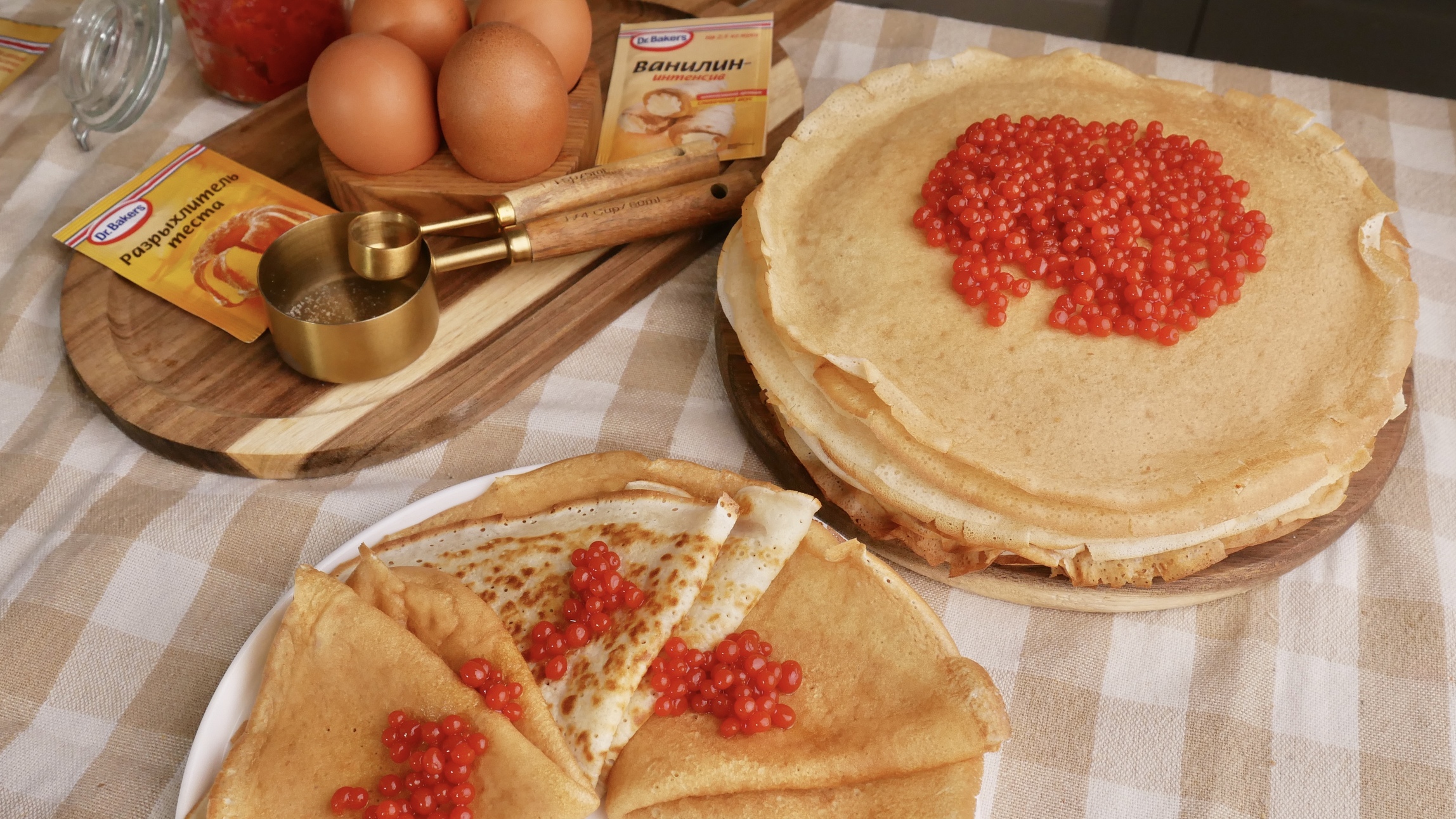 Фото рецепта блины с икрой