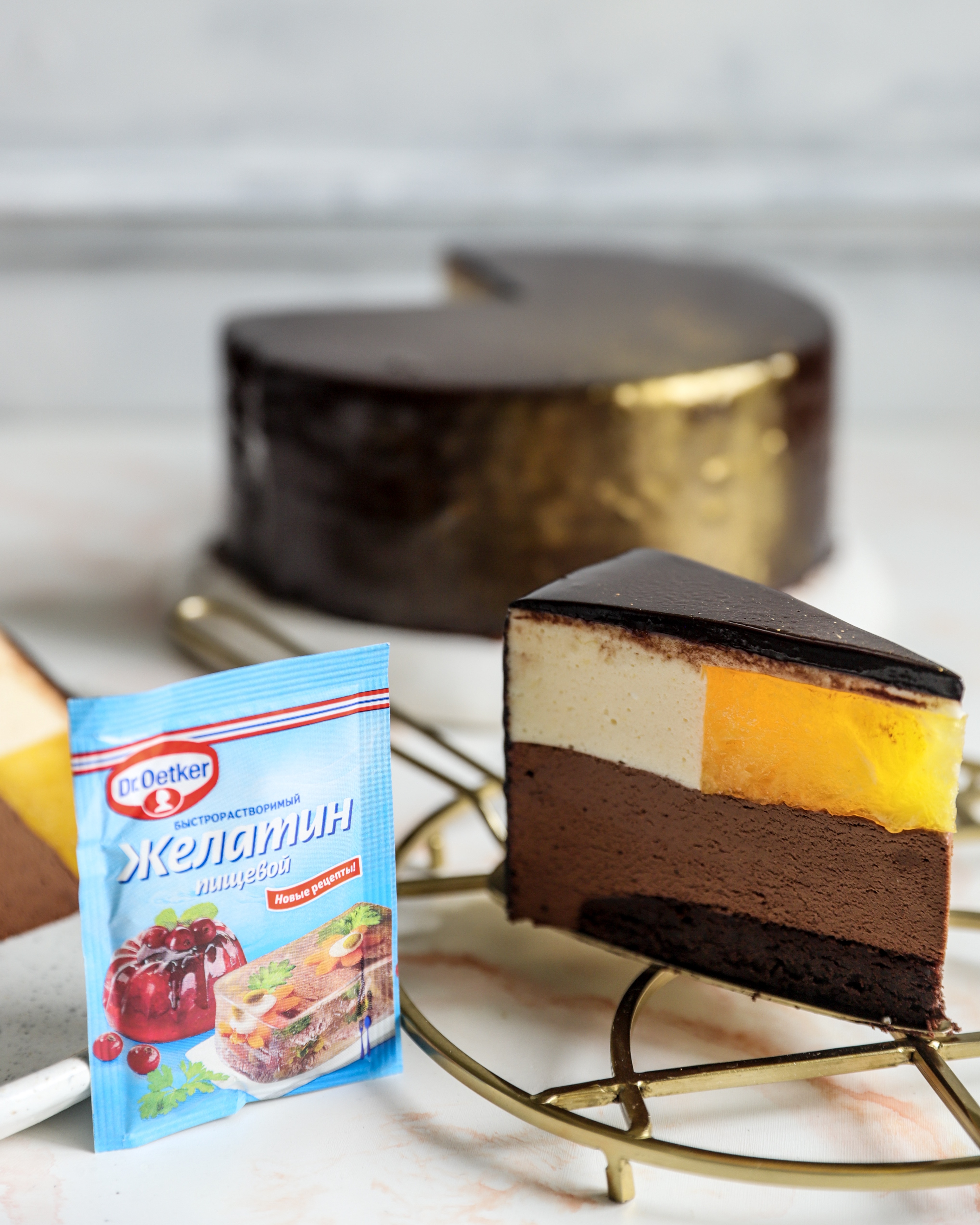 Фото рецепта муссовый торт шоколад - апельсин