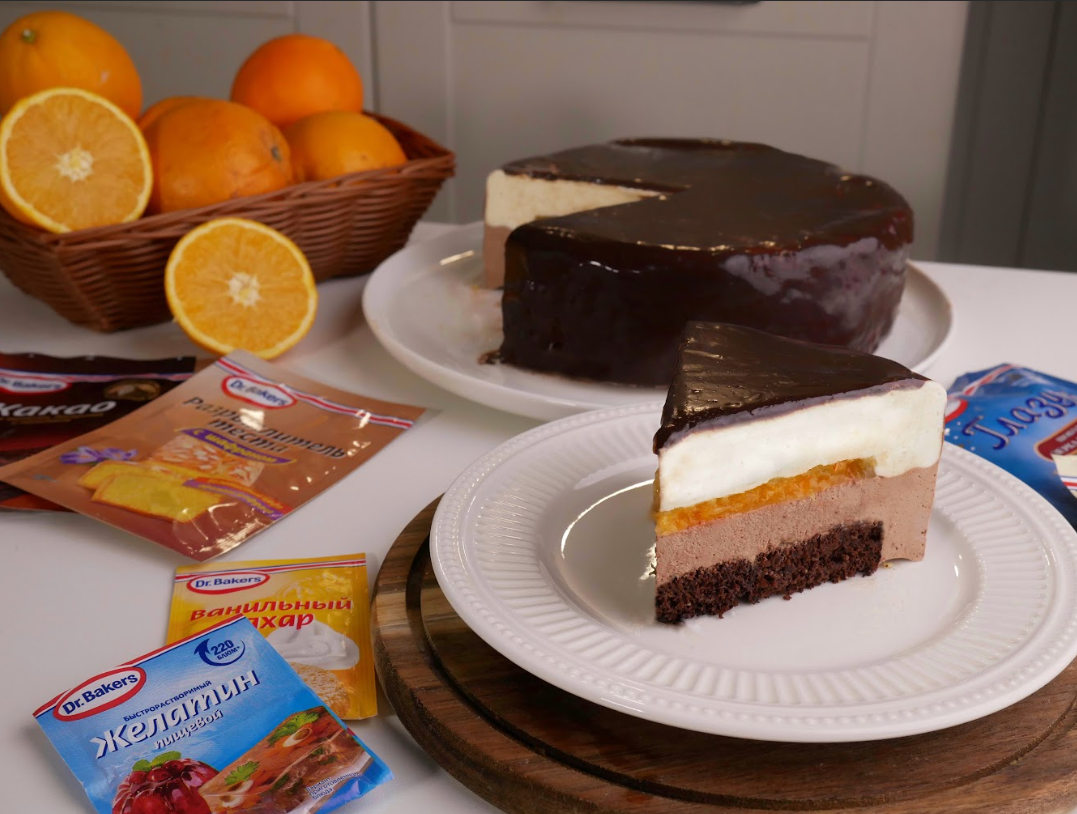 Фото рецепта шоколадно-апельсиновый муссовый торт