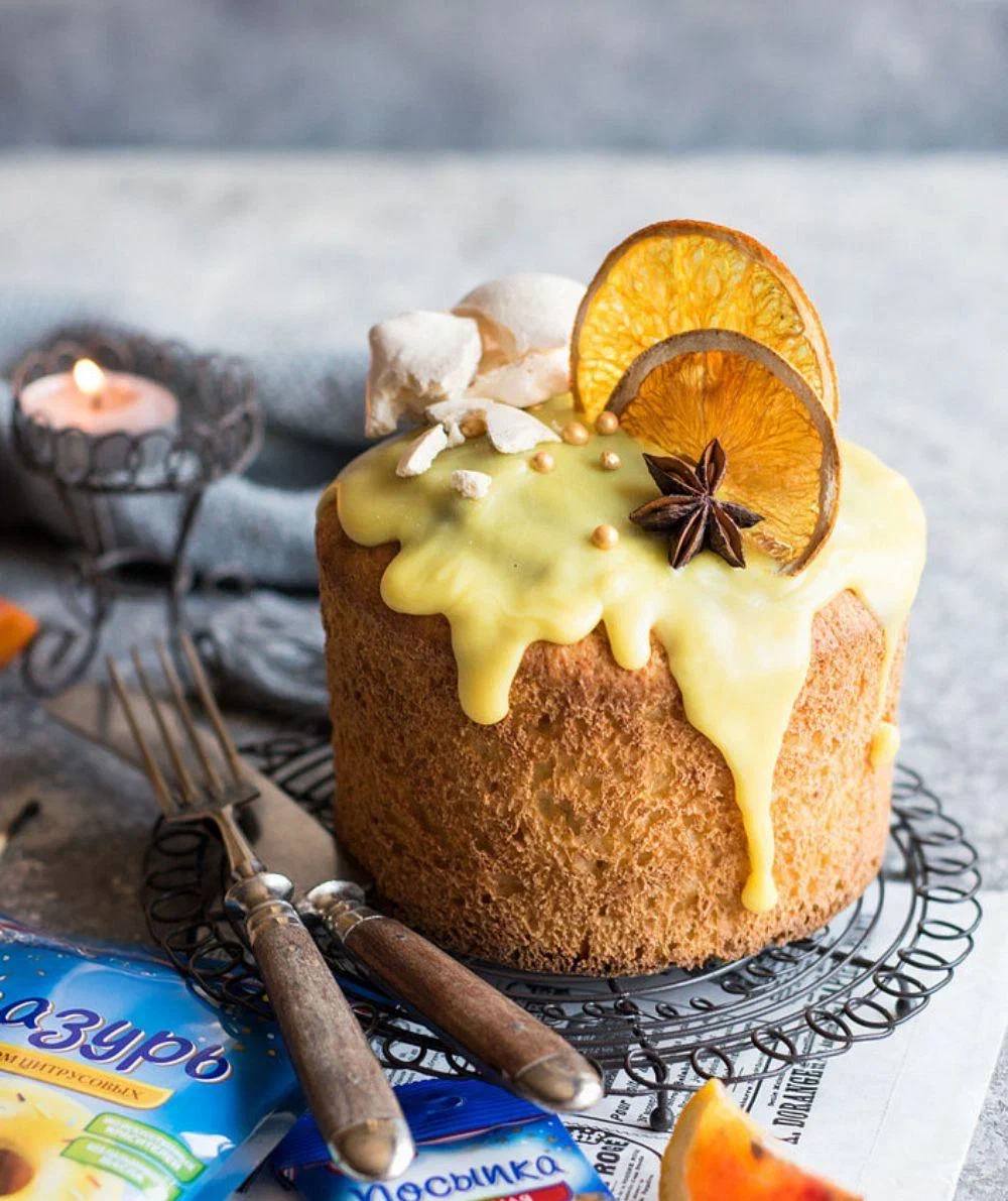 Фото рецепта творожный кулич с апельсиновой цедрой