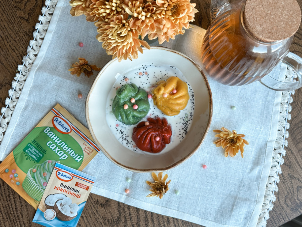 Фото рецепта сладкие хинкали с вишней🍒