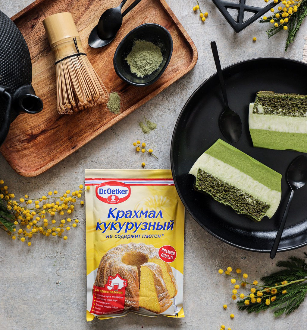 Фото рецепта муссовый торт с матча