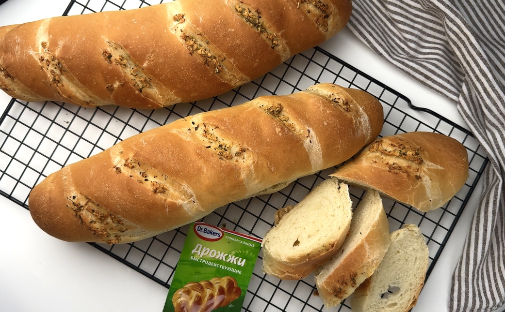 Фото рецепта багет с чесноком