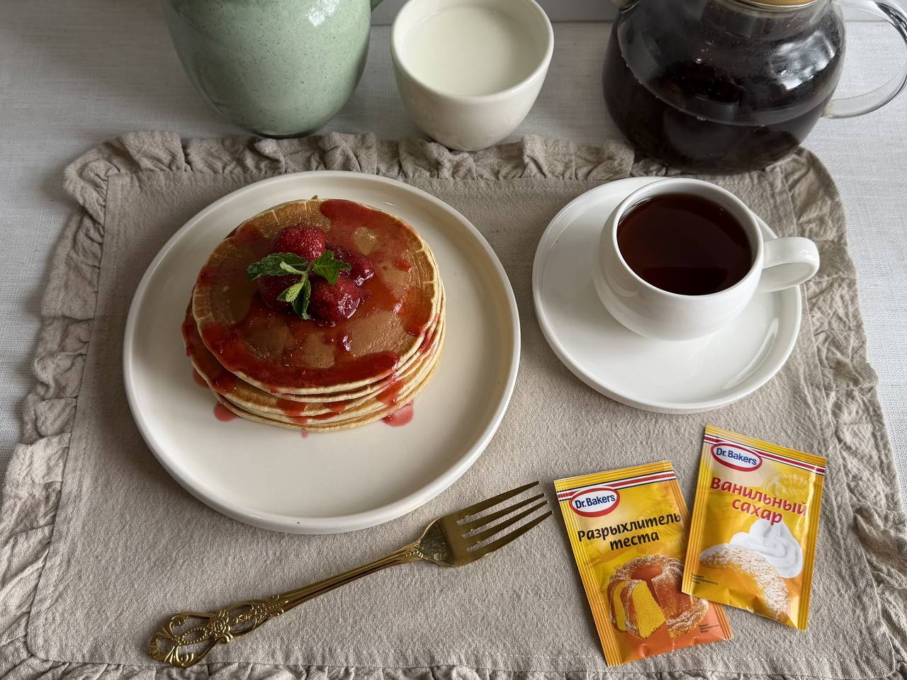 Фото рецепта панкейки классические американские на молоке