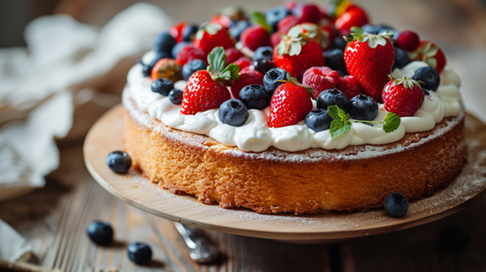 Ягодный пирог на столе - фото