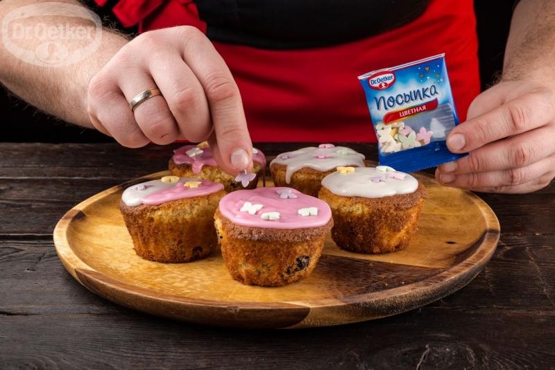 Фото рецепта маффины с малиной и черникой